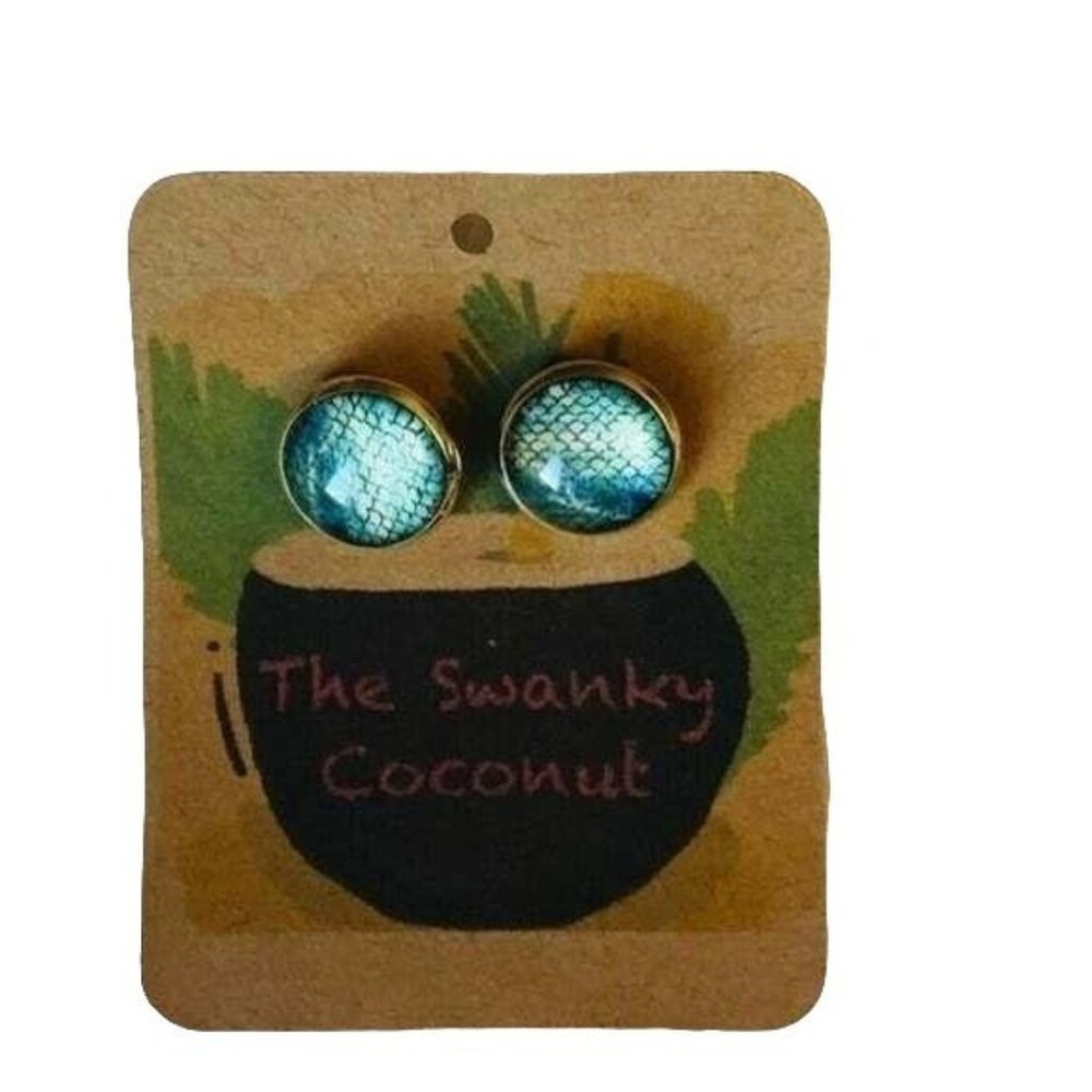 Mermaid Stud Earrings LIGHT TEAL - NEW NWT
